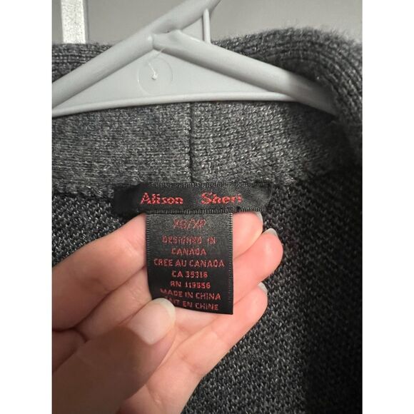 Alison Sheri Women L/S Thick Cardigan Sweater Gray/Black XS Artsy Grandpacore - Picture 5 of 5